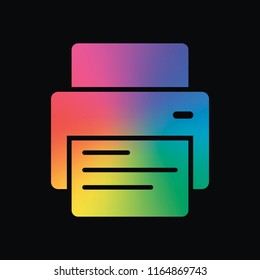 printer and paper. Rainbow color and dark background