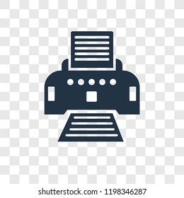 Printer with paper vector icon isolated on transparent background, Printer with paper transparency logo concept