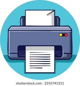 Printer with Paper Vector Illustration – Office Equipment Design
