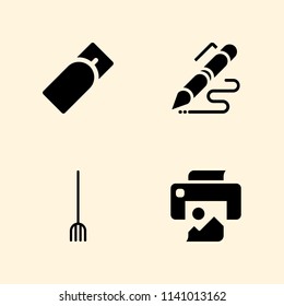 printer, pen, rake and hair salon icons set. Vector graphic design for web and application