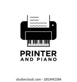 Printer and piano logo design template