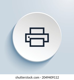 printer pixel art icon design. Button style circle shape isolated on white background. Vector illustration