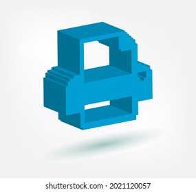 printer pixel symbol sign vector logo isolated 3d