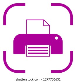 Printer, print icon in focus. White background