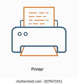Printer or Print Paper Icon Concept