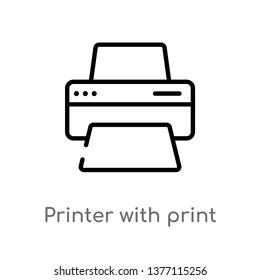 printer with print and paper sheets vector line icon. Simple element illustration. printer with print and paper sheets outline icon from tools and utensils concept. Can be used for web and mobile