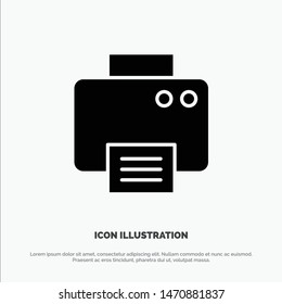 Printer, Print, Printed, Machine solid Glyph Icon vector. Vector Icon Template background