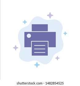 Printer, Print, Printing Blue Icon on Abstract Cloud Background