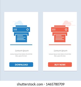 Printer, Print, Printing, Education  Blue and Red Download and Buy Now web Widget Card Template. Vector Icon Template background