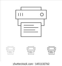 Printer, Print, Printing, Education Bold and thin black line icon set