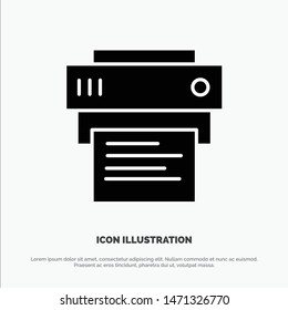 Printer, Print, Printing, Education Solid Black Glyph Icon. Vector Icon Template background