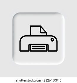 Printer, print simple icon. Flat desing. Neumorphism design.ai
