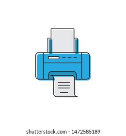 Printer printing paper machine vector icon isolated on white background
