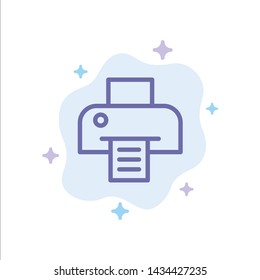 Printer, Printing, Print Blue Icon on Abstract Cloud Background