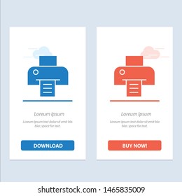 Printer, Printing, Print  Blue and Red Download and Buy Now web Widget Card Template. Vector Icon Template background