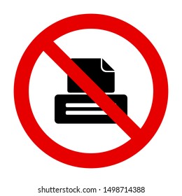 Printer and prohibition sign on white