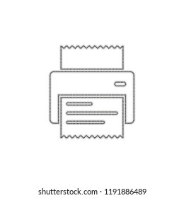 printer, receipt, simple icon. Dotted outline silhouette with shadow on white background