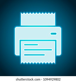 printer, receipt, simple icon. Neon style. Light decoration icon. Bright electric symbol