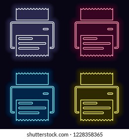 printer, receipt, simple icon. Set of fashion neon sign. Casino style on dark background. Seamless pattern