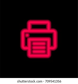 Printer red glowing neon ui ux icon. Glowing sign logo vector