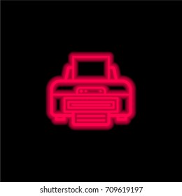 Printer red glowing neon ui ux icon. Glowing sign logo vector