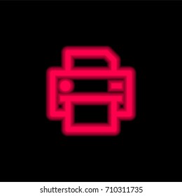 Printer red glowing neon ui ux icon. Glowing sign logo vector