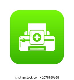 Printer repairicon green vector isolated on white background