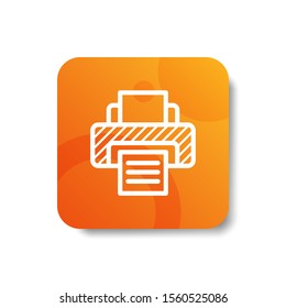 printer round icon in outline / line and stripes style with colorful smooth gradient background, suitable for mobile and web UI, app button,  infographic, etc