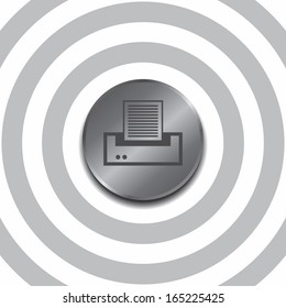 printer round silver steel icon button theme