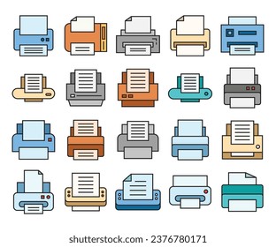 printer and scanner icons set vector illustration
