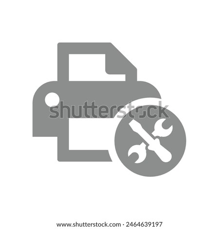 Printer settings vector icon. Screwdriver and wrench, repair shop symbol.