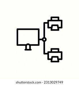 printer sharing icon, isolated icon in light background, perfect for website, blog, logo, graphic design, social media, UI, mobile app