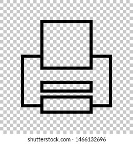 Printer sign. Black icon on transparent background. Illustration.