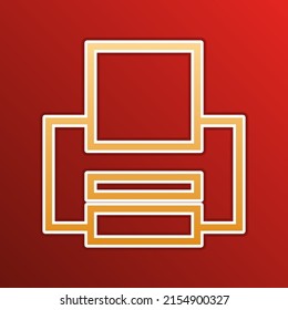 Druckzeichen. Goldenes Farbverlauf-Symbol mit Konturen auf neuem Hintergrund. Illustration.
