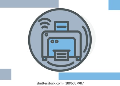 Printer sign icon filled line color concept related gadget and device elements