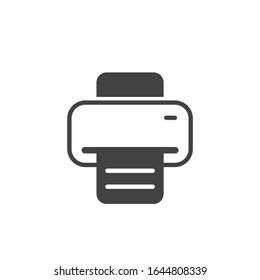 Druckzeichen. Logo drucken. Fotokopiermaschine. Flaches minimalistisches Design. weißer Hintergrund Graue schwarze Vektorillustration. Markenservice-Etikettenbanner-Anzeige. App-Symbol.