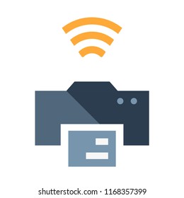 Printer with signal icon vector illustration in flat color design