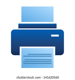 Printer simple symbol or button - icon isolated on white background. Vector.