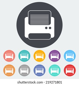 Printer. Single flat icon on the circle. Vector illustration.