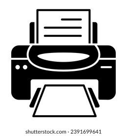 Printer solid icon, office equipment concept, printer vector sign on white background, printer glyph style for mobile concept and web design. Vector graphics