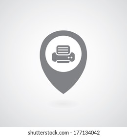 printer symbol pointer on gray background 