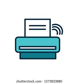 printer technology wifi internet of things line and fill icon vector illustration