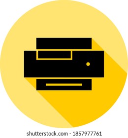 printer, text outline icon in long shadow style