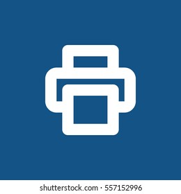 Printer thick line icon, outline vector sign, linear simple white pictogram isolated on blue. Print document symbol, logo illustration