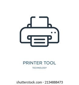 printer tool thin line icon. printer, folder linear icons from technology concept isolated outline sign. Vector illustration symbol element for web design and apps.