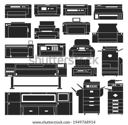 Printer vector black set icon. Vector illustration scanner machine on white background. Isolated black set icon printer .