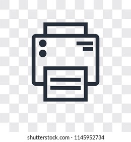 Printer vector icon isolated on transparent background, Printer logo concept