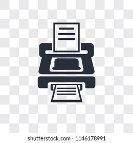 Printer vector icon isolated on transparent background, Printer logo concept