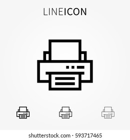 Printer vector icon. Print symbol line art. Office printer outline pictogram.
