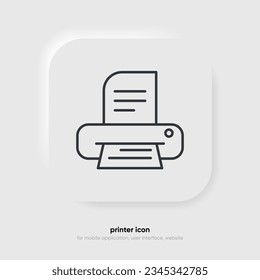 Printer vector icon symbol, document printing symbol. Modern, simple flat vector illustration for web site or mobile app